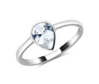 Drop Shaped CZ Silver Ring NSR-713